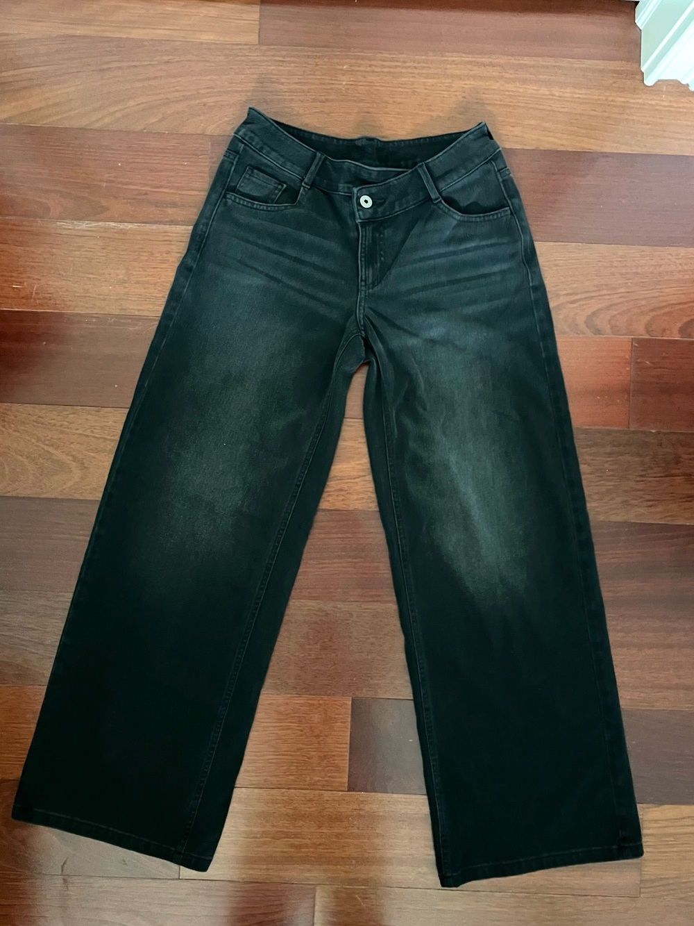 HALARA Flex™ Asymmetric Mid Rise Wide Leg Jeans Size XS Black